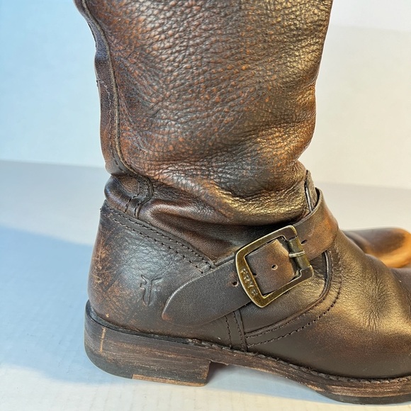 Frye Sz 7 Veronica Slouch Distressed Brown Leather Knee Boots - Picture 8 of 14